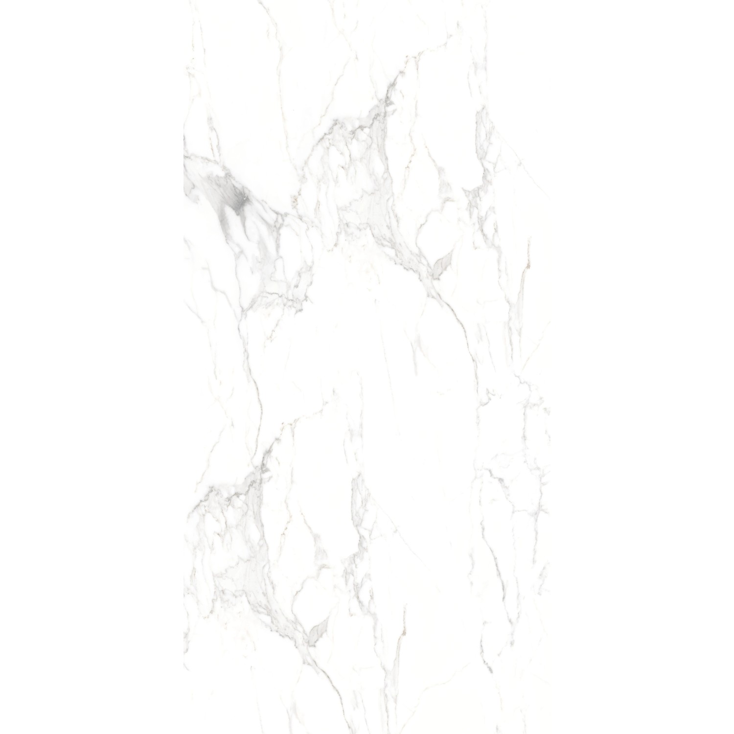 Weiße, matte Feinsteinzeug Bodenfliese, 60x120 cm, mit Marmor Optik für Innen- und Außenbereich.