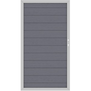 Sichtschutzzaun Tor System WPC Classic Anthrazit/Silber, 98x180cm, DIN Rechts.