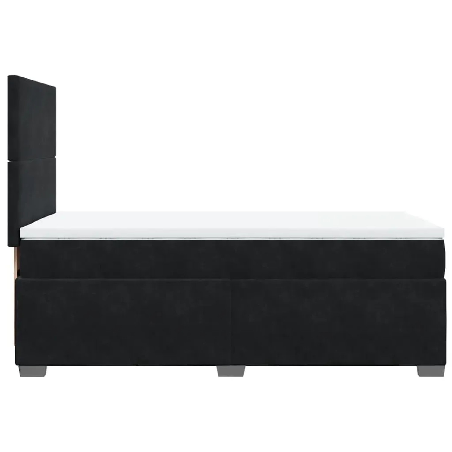 Schwarzes vidaXL Boxspringbett 100x200 cm mit Matratze und Kopfteil.