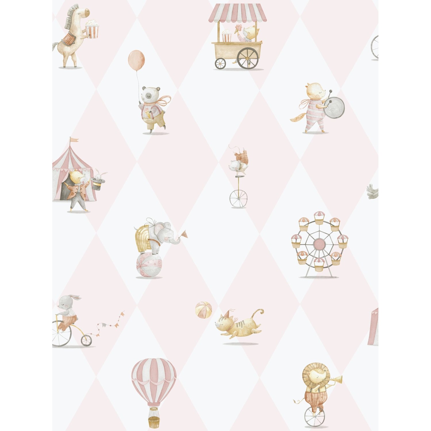 Sanders & Sanders Tapete Zirkus Hellrosa und Weiß 53 cm x 10.05 m günstig online kaufen