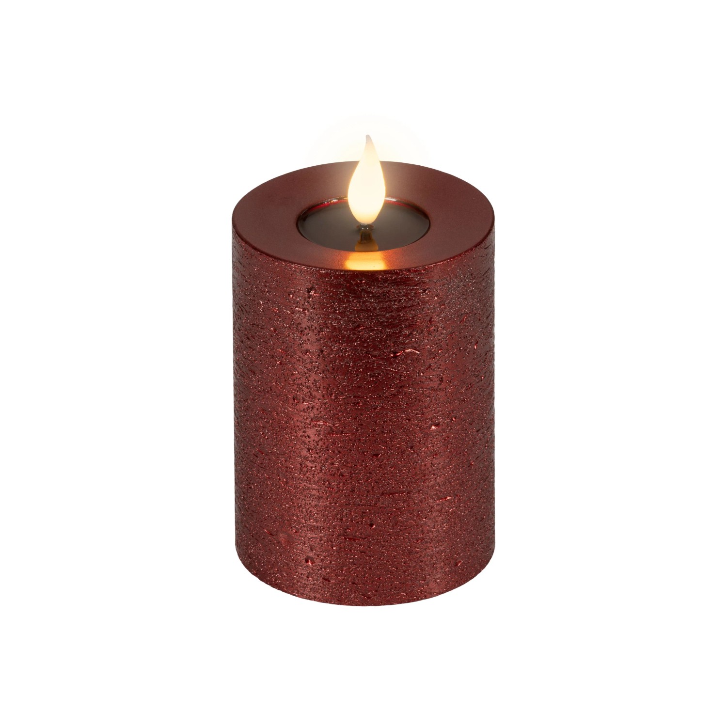 Lumineo LED-Kerze Wachs Ø 7,5 cm x 13,5 cm Rot