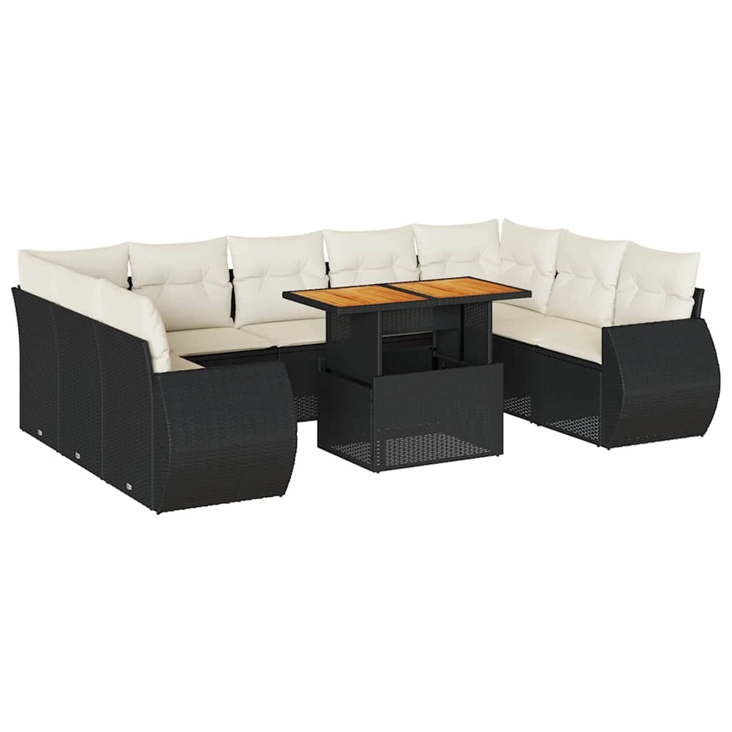 vidaXL 10-Tlg Garten-Sofagarnitur mit Kissen Schwarz Poly Rattan 3327304 günstig online kaufen
