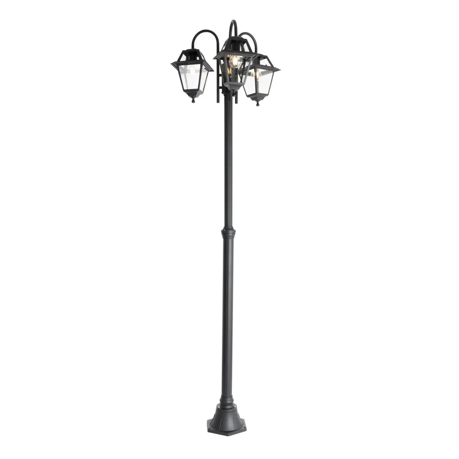 Qazqa Klassische Außenlaterne Schwarz 235 Cm 3-Licht IP44 Berta