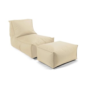 Beiger mokebo Sitzsack Sundowner mit Hocker für Kinder und Erwachsene, ideal für Indoor & Outdoor.