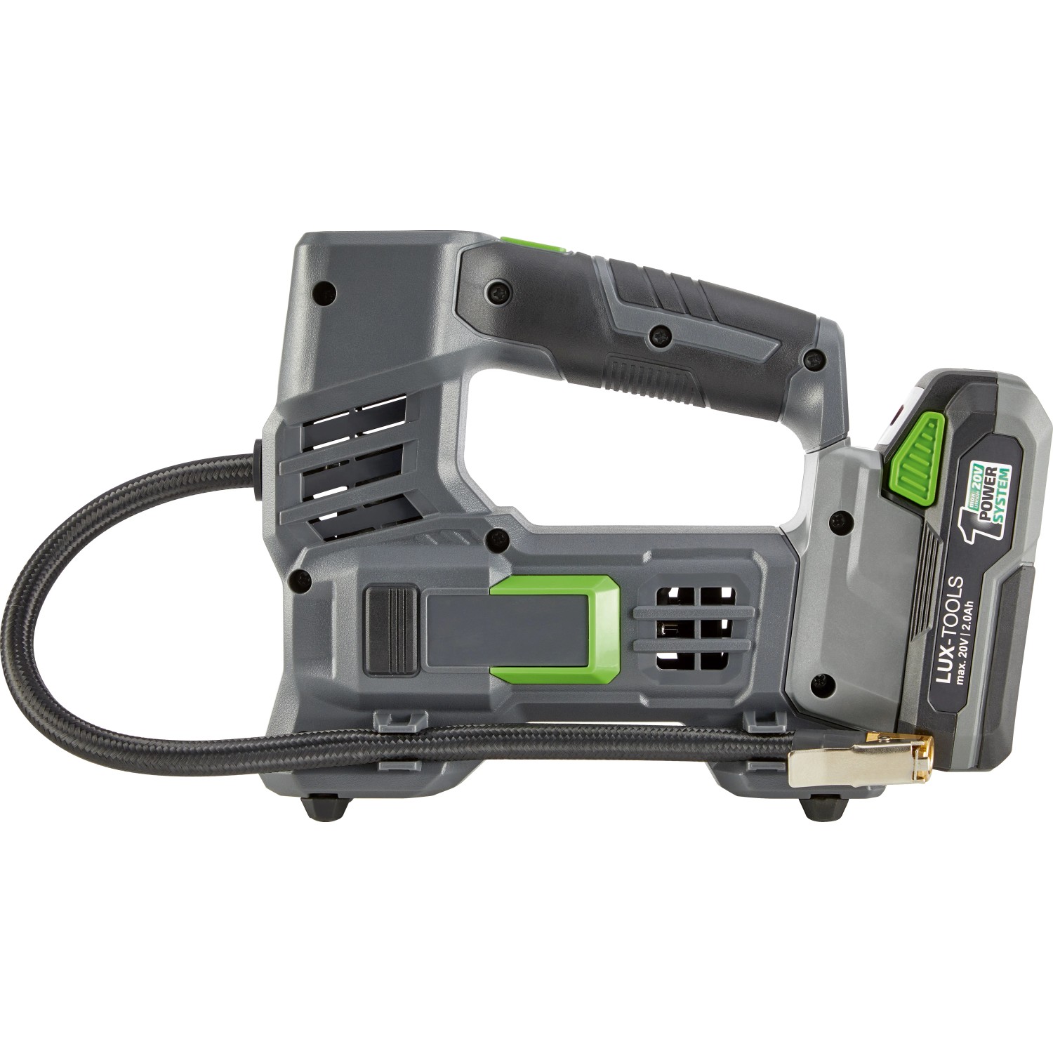 LUX Akku-Kompressor 1PowerSystem A-LP-20 Solo, grau/schwarz, mit Akku. Kompressor für Luftdruckarbeiten.