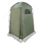 Olivgrünes vidaXL Duschzelt aus wasserfestem Polyester für Camping. Mit Reißverschluss-Eingang und Fenster, ideal für Outdoor-Privatsphäre.