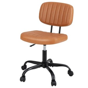 Costway Ergonomischer Drehstuhl mit Rollen Höhenverstellbar Braun