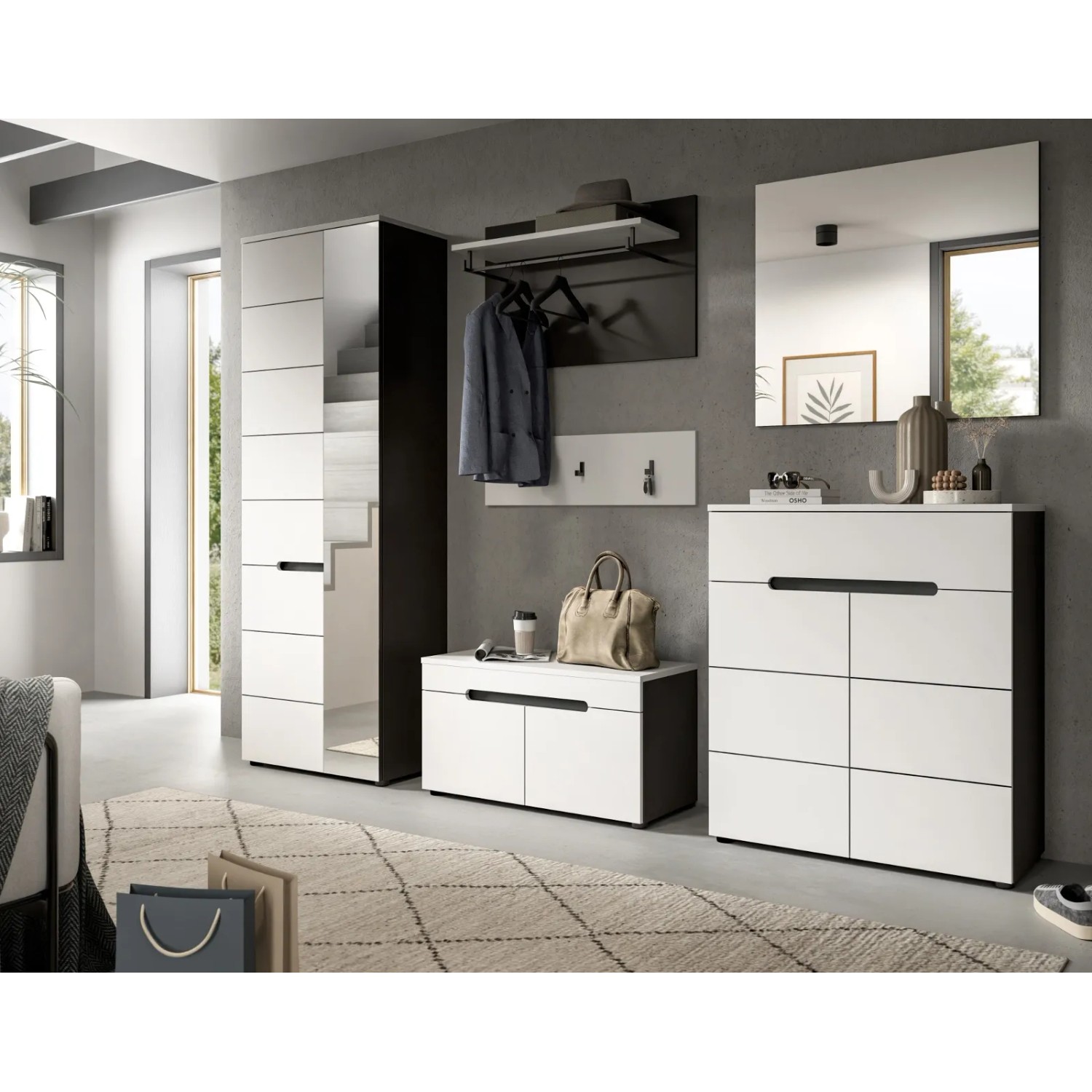 Inn.Furn Garderobenpaneel Set in Weiß und Grau 80 cm Cooper_7