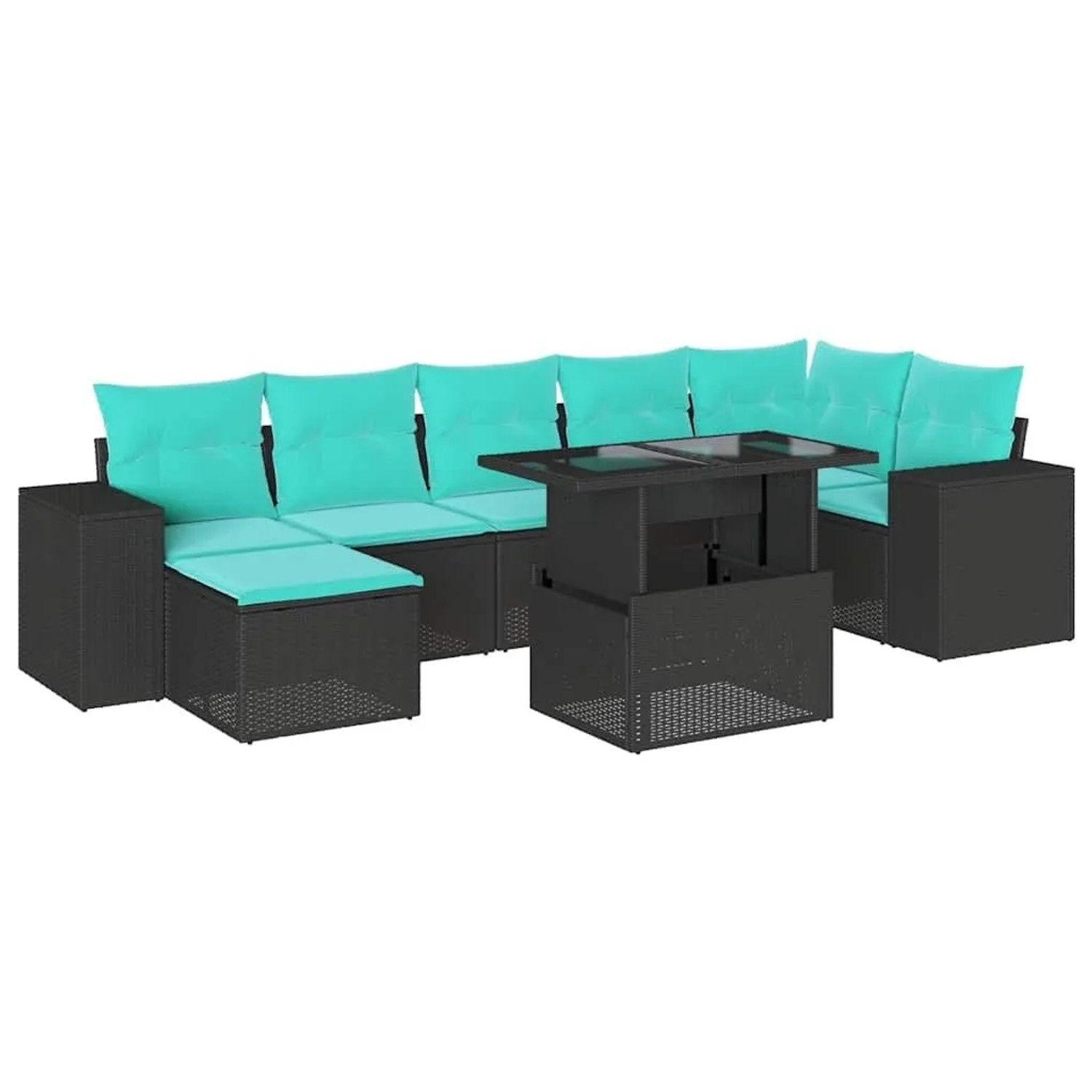 vidaXL 8-Tlg Gartensofa-Set mit Kissen Schwarz Polyrattan 3269317 günstig online kaufen