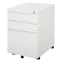 Weißer Vinsetto Rollcontainer aus Stahl mit 3 Schubladen, Rädern und Schloss. Ideal für Büro-Aufbewahrung.