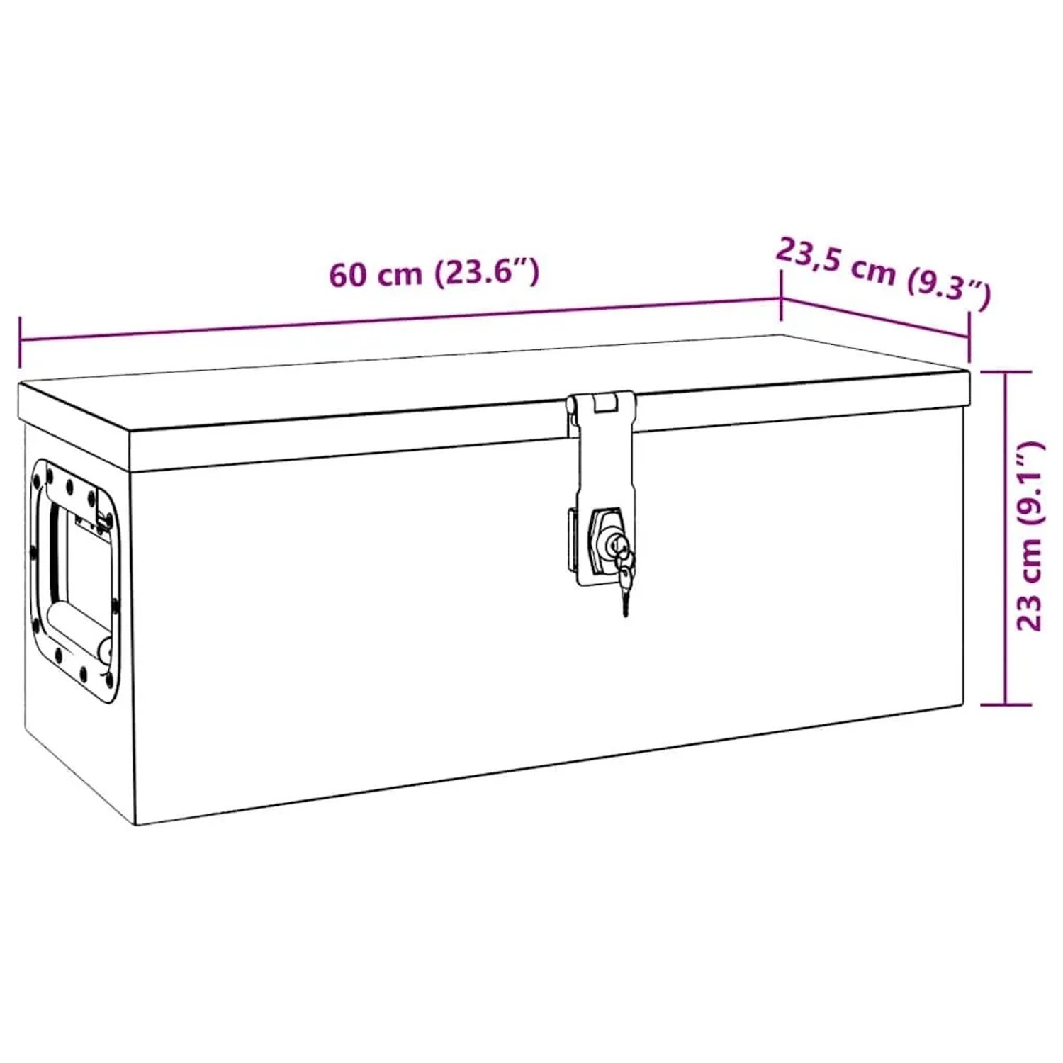 DELUKE Aluminiumbox Mit Deckel Abschließbar Alubox Deichselbox Alu Anhängerbox Werkzeugkiste Transportbox Metallkiste 60x23,5x23cm Schwarz_8