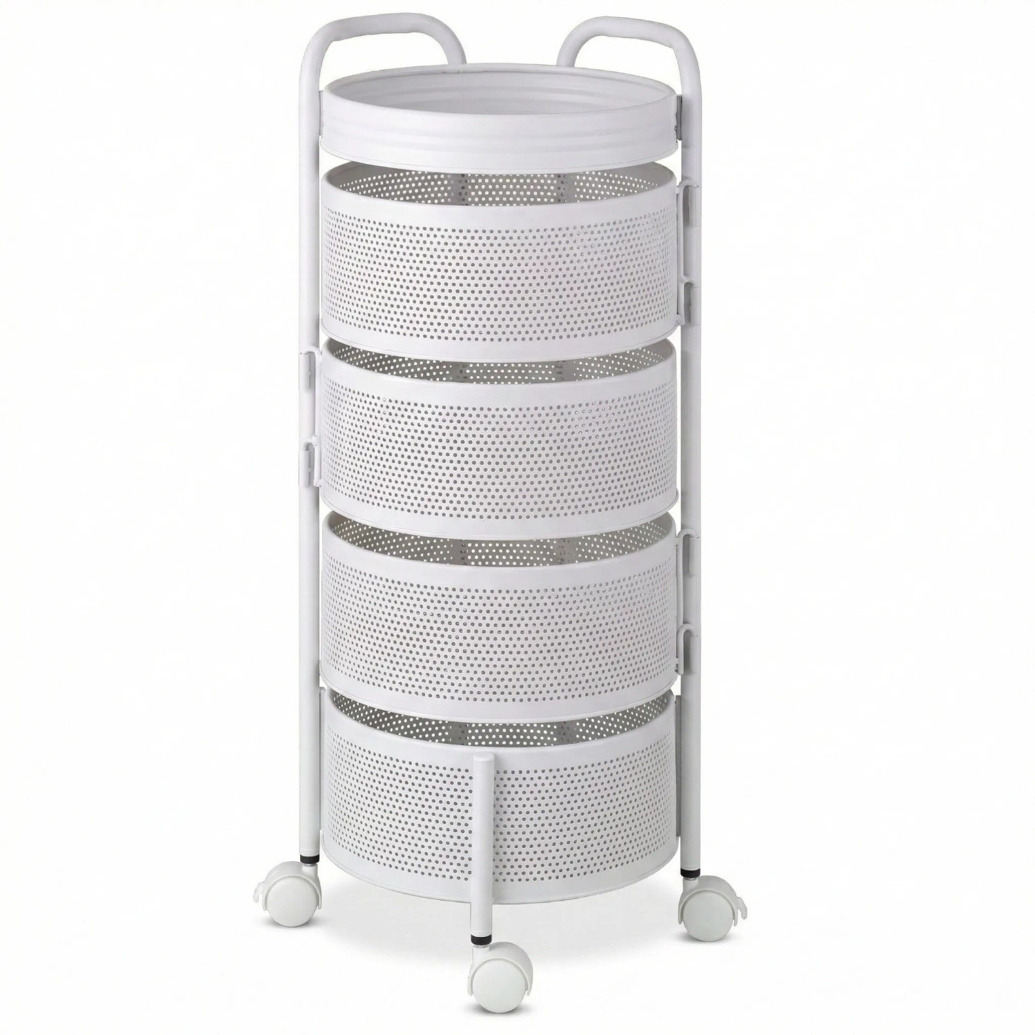 Floordirekt Rollwagen Henry Küchenwagen Servierwagen 5 Etagen Weiß 28 x 28 x 72 cm
