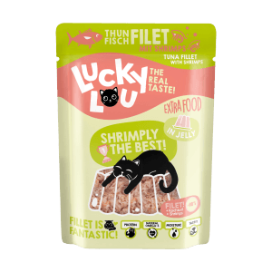 Lucky Lou Katzen-Nassfutter Thunfisch & Shrimps in Jelly, 70g Portionsbeutel.