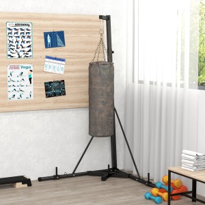 SPORTNOW Boxsackständer aus Stahl, schwarz, mit braunem Boxsack. Ideal für dein Boxtraining.