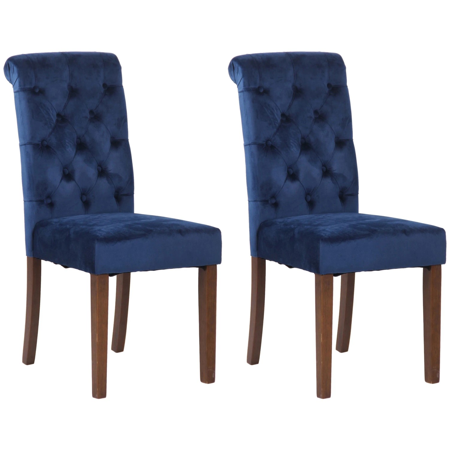 DELUKE 2er Set Esszimmerstühle WALES Samt 98x45x63cm Blau Holz Gestell Stühle Esszimmerstühle Esstisch Küchenstuhl