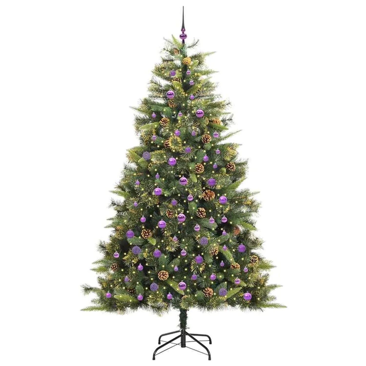 vidaXL Künstlicher Klapp-Weihnachtsbaum mit Tannenzapfen Grün 240 cm 3395113