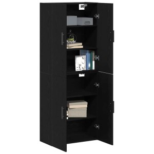 vidaXL Wandschrank (2 Stk.) in Schwarz Eichen-Optik, offene Türen, Regale. Ideal für Kommoden & Sideboards.