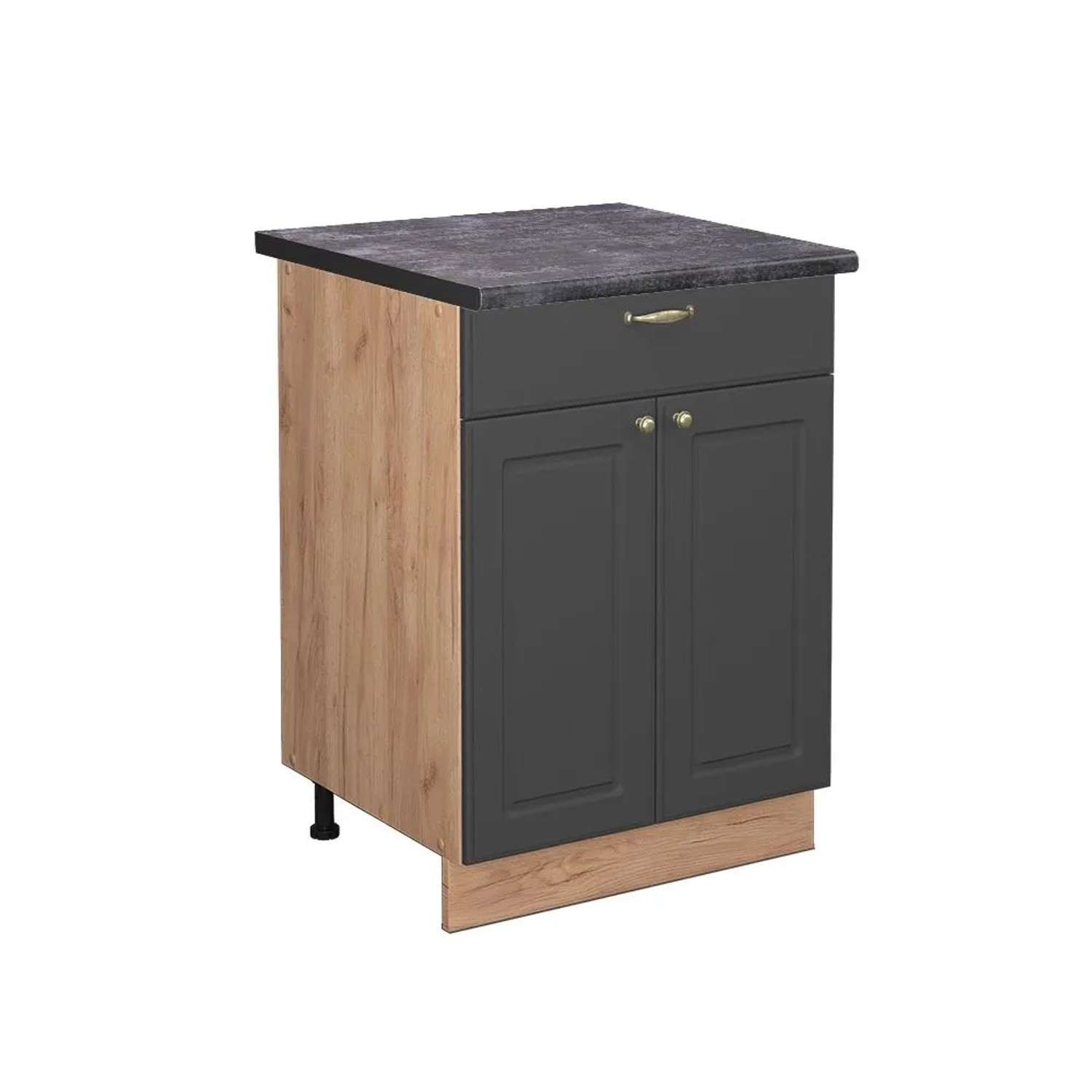 Vicco Küchenunterschrank Fame-Line Anthrazit-Gold Goldkraft Eiche 60 cm mit Schublade AP Anthrazit