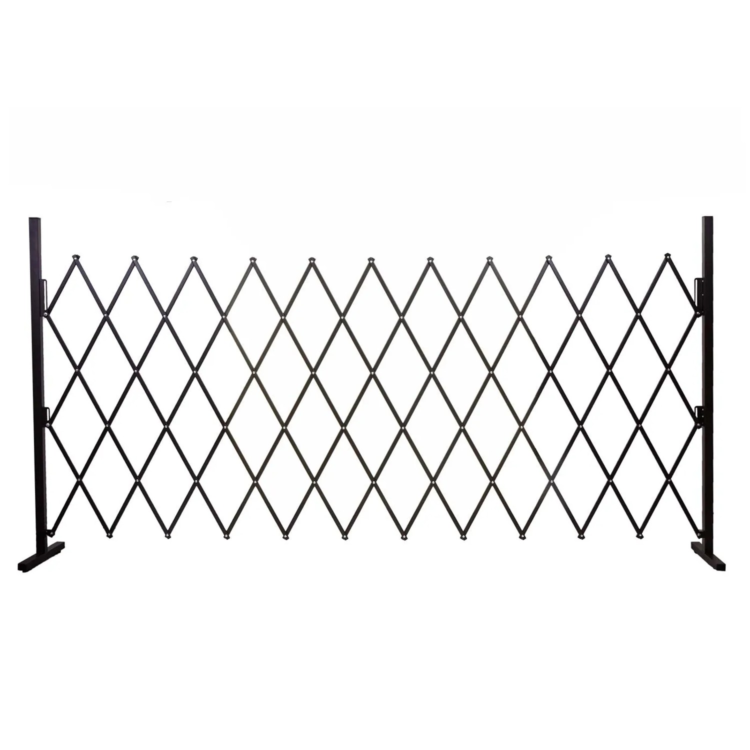 Ausgezogenes, schwarzes MCW Absperrgitter B34, flexibel von 36 bis 300 cm breit.