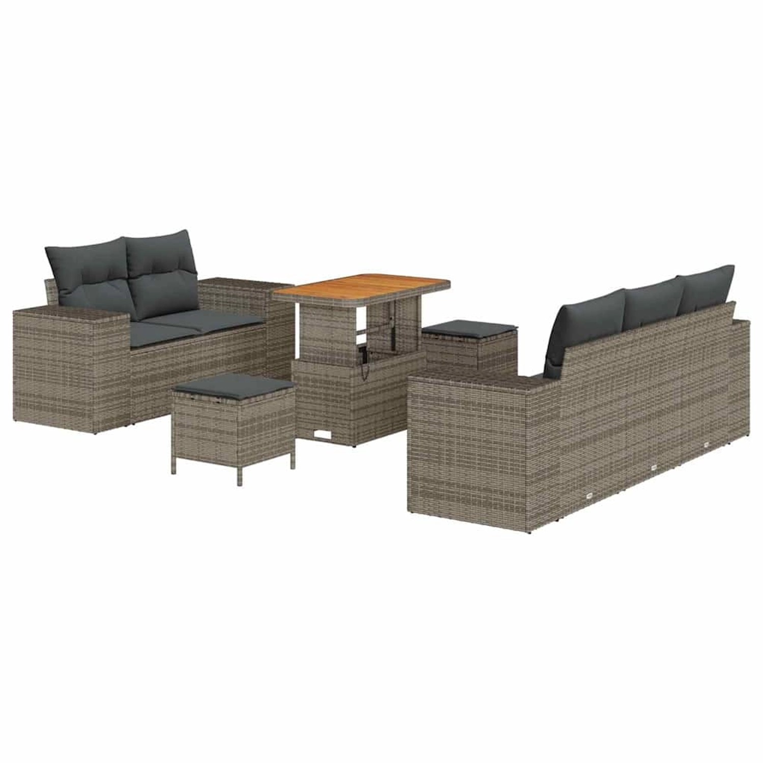 vidaXL Garten-Sofa-Set 8-Tlg Grau Poly Rattan 3361953 günstig online kaufen