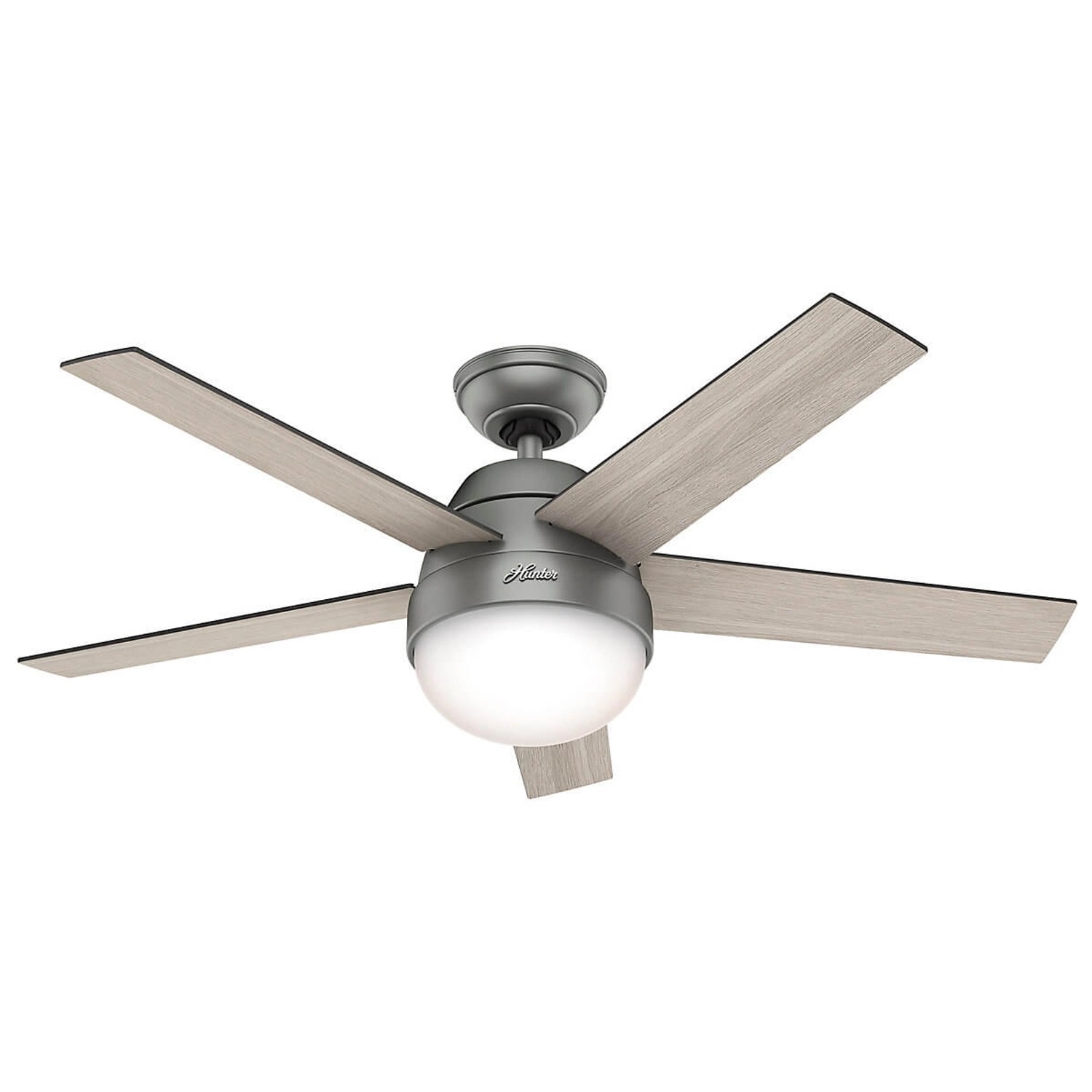 HUNTER FANS Deckenventilator Stile Silber 117 cm mit Beleuchtung und Fernbe günstig online kaufen