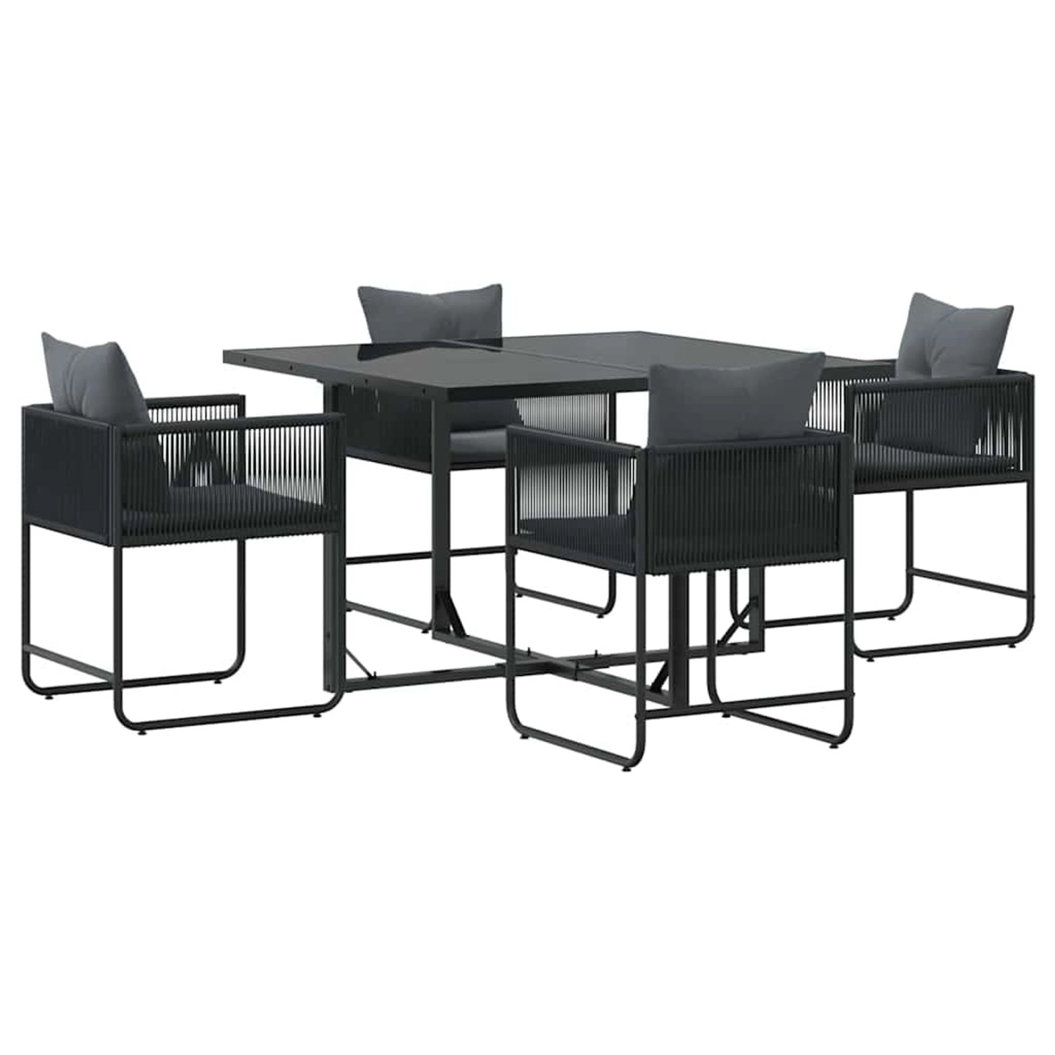 vidaXL Garten Essgruppe 5-Tlg Schwarz Stahl 3335873 günstig online kaufen