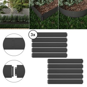 OK-Living Rasenkante Anthrazit, 30 Meter Beetumrandung aus Metall, Detailaufnahmen der Verbindung.
