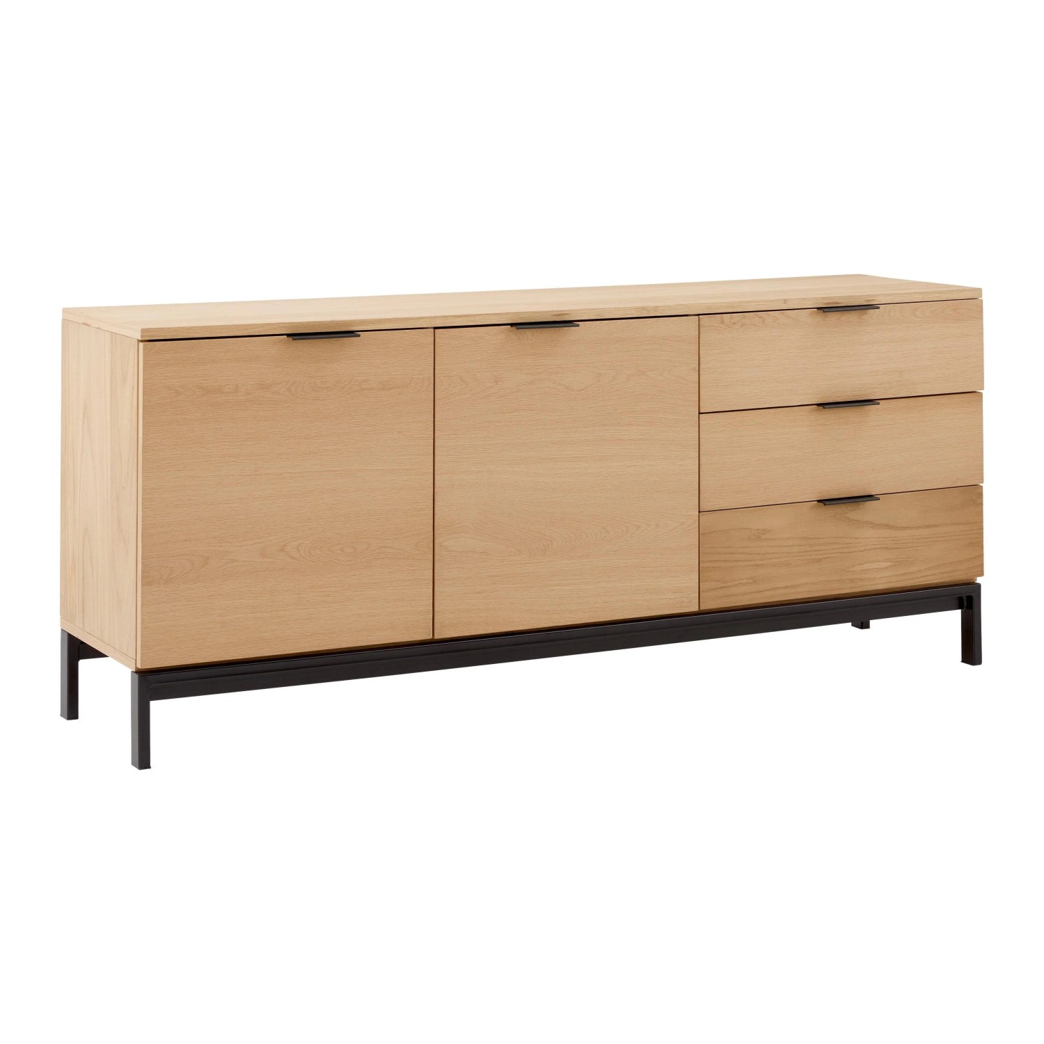Bessagi Home Sideboard Sebastian Naturfarben/Schwarz Echtholz