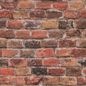 Rote Backstein Tapete in 3D Steinoptik für Wohnzimmer und Küche.