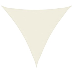 Dreieckiges, creme-farbenes Sonnensegel aus Polyester, 2x2x2 m, für Schatten im Garten.