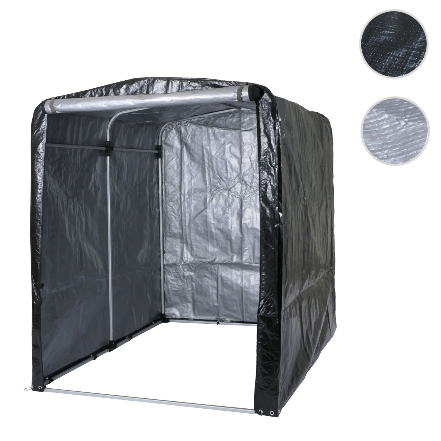 Anthrazitfarbenes PROREGAL Gerätehaus/Fahrradbox aus Alu mit UV-Schutz, wasserfest.