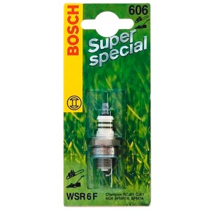 Bosch Zündkerze WSR6F KSN 606 für Gartengeräte, verpackt.