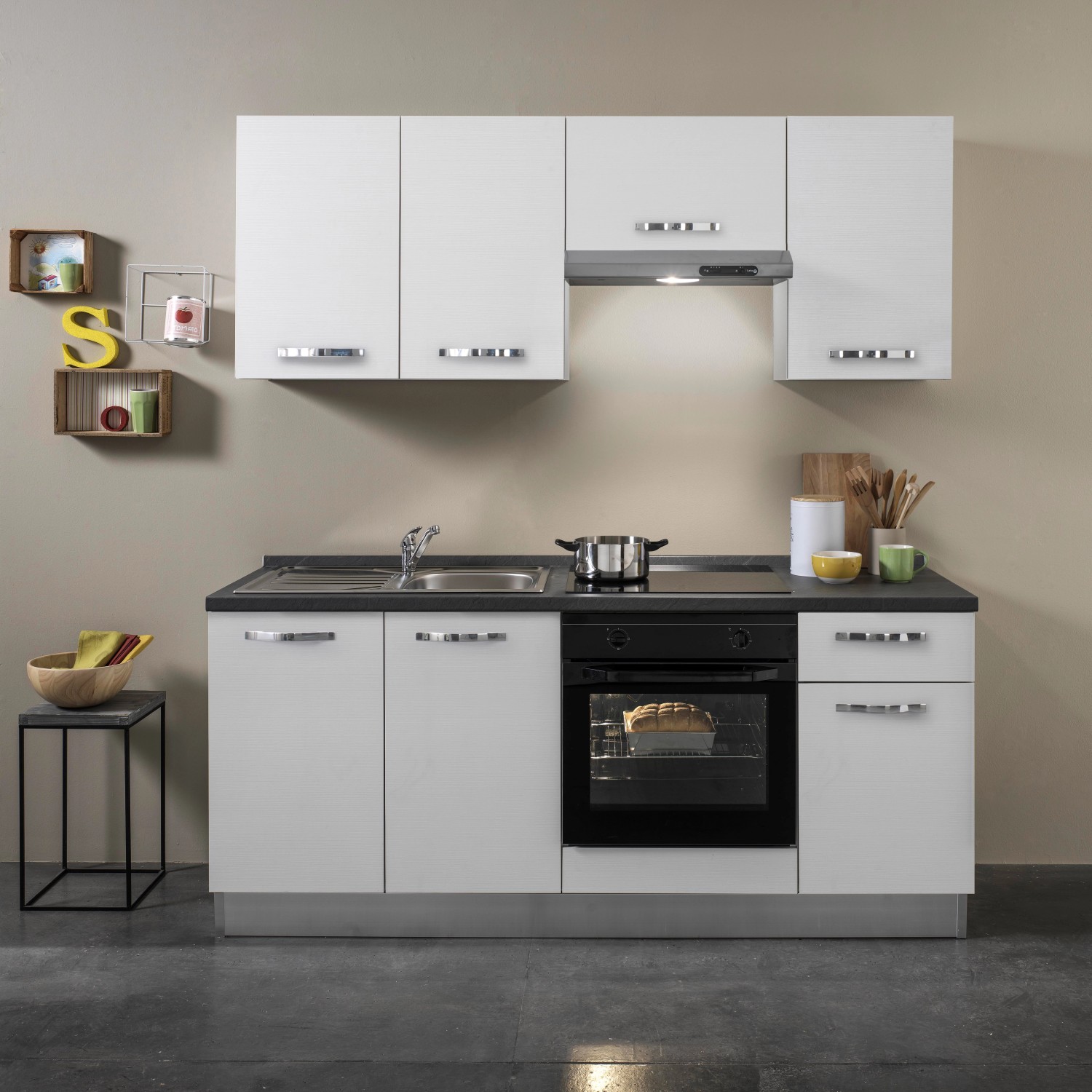 Marinelli Cucine Küchenzeile/Küchenblock Lucia 195 cm Lärche - Weiß