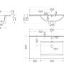 Technische Zeichnung Badmöbel-Set Posseik Homeline 90, Waschbeckenunterschrank mit Maßen.