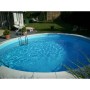 Runder Summer Fun Stahlwand Pool BAHRAIN (Ø 350x150 cm) mit Leiter im Garten.