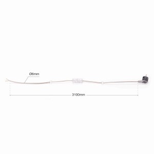 Transparente Orion Lightstyle Zuleitung mit Schuko-Stecker, Schalter, 3,1m Länge für Lampen.