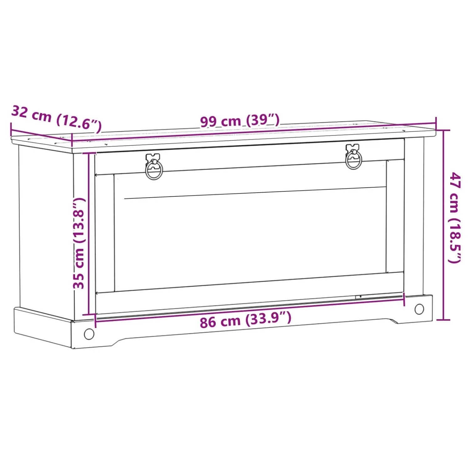 vidaXL Schuhschrank Corona Weiß 99 x 32 x 49 cm Massives Kiefernholz 42024952_9