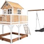 Axi Liam Spielhaus mit Nestschaukel und Rutsche, braun-weiß. Spielturm mit Sandkasten und Schaukel.