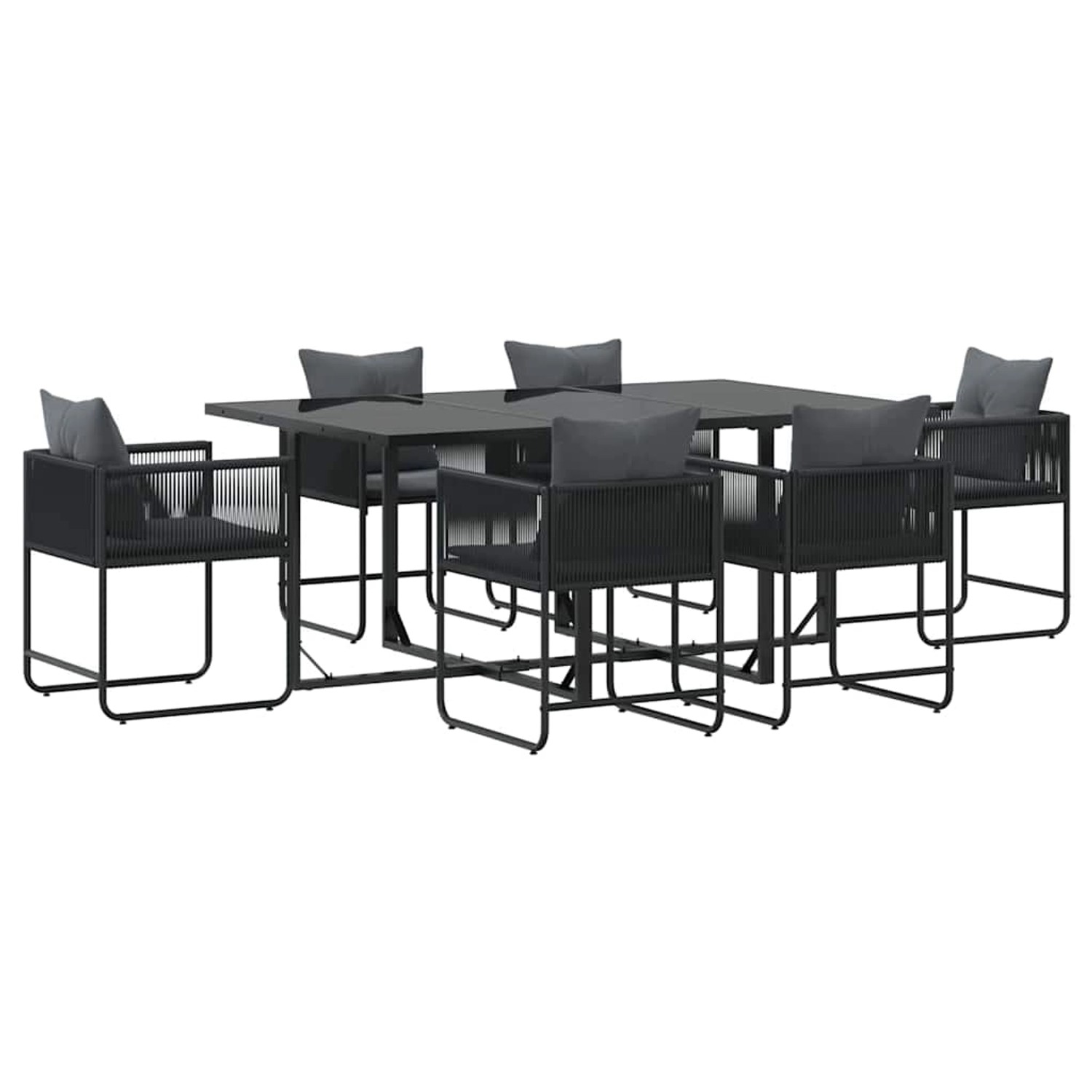 vidaXL Garten Essgruppe 7-Tlg Schwarz Stahl 3335874 günstig online kaufen