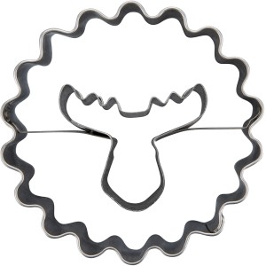 Zenker Ausstecher Linzer mit Elchkopf, silberner Edelstahl, für Weihnachtsplätzchen.