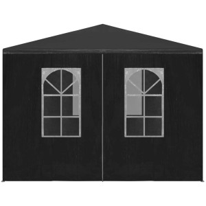 Anthrazitfarbenes Partyzelt 3x4 m mit Fenster und Stahlrahmen für Gartenpartys.
