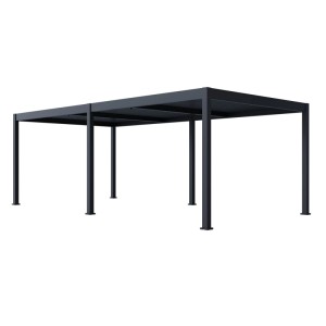 Anthrazitfarbene Paragon Outdoor Pergola Grand Tuscan 1224 mit Lamellendach.