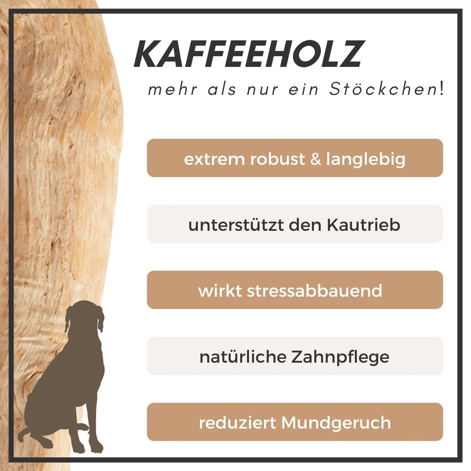 Supravit Kaffeeholz Kauknochen Größe S Kauspielzeug für Hunde_5