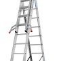 Krause Tribilo Vielzweckleiter 3x9 Sprossen als Anlege-, Schiebe- und Stehleiter aufgebaut.