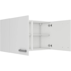 OPTIFIT Oslo214 Küchen-Hängeschrank, 100 cm, Feinstruktur Weiß, mit zwei Türen und Einlegeböden.