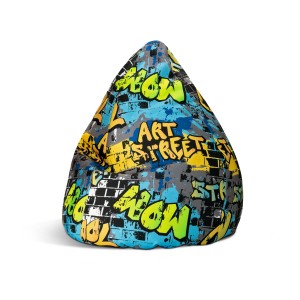 Sitting Point Sitzsack BeanBag Cool, 220 l, gelb-bunt mit Graffiti-Muster.