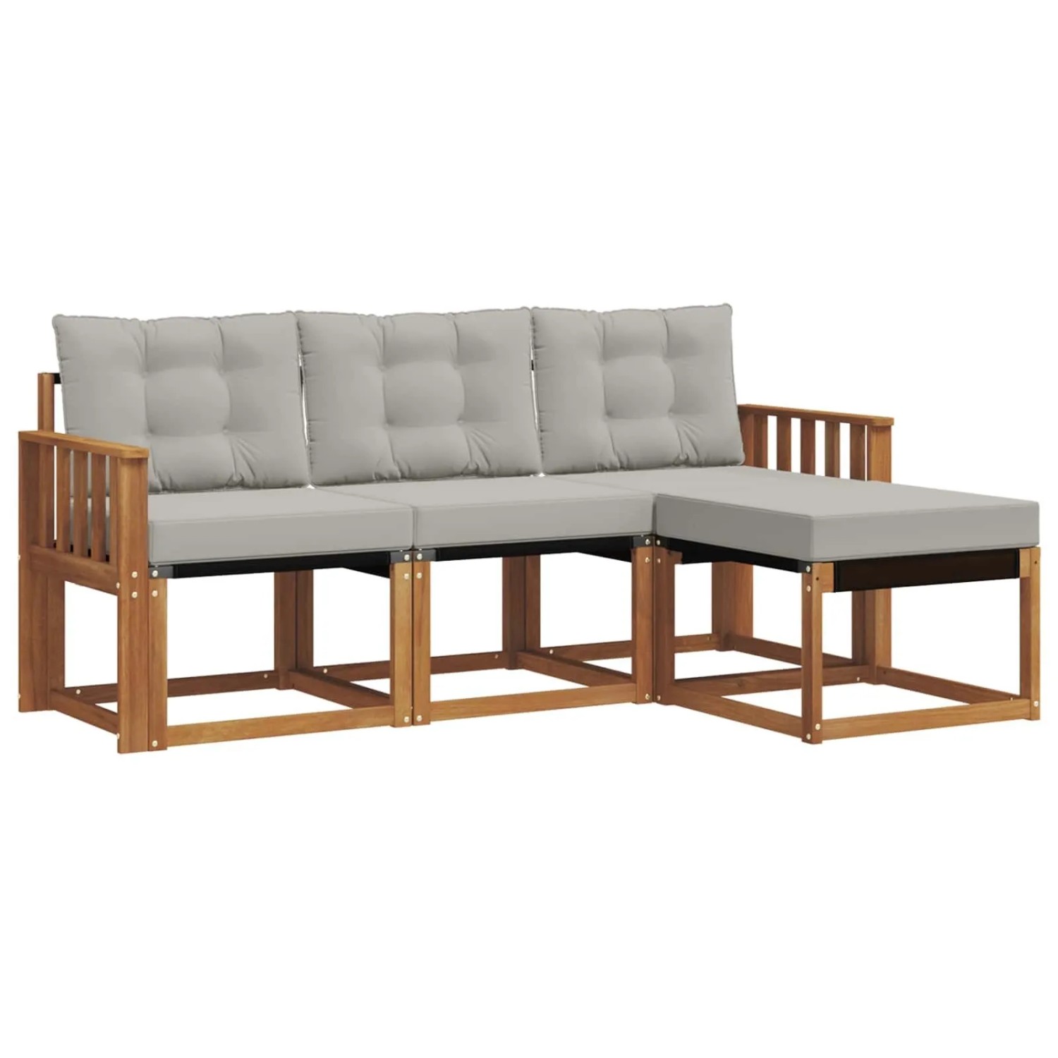 vidaXL Outdoor-Sofagarnitur mit Kissen 4-Tlg Natur und Hellgrau 3368542
