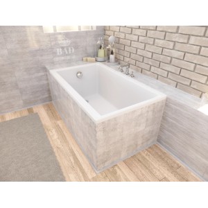Rechteckige Bad Land Badewanne CAPRI 120x70 cm mit Wannenträger und Ablaufgarnitur.