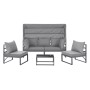 Svita Maui Gartenmöbel Lounge Set mit Dach, hellgraues Outdoor Sofa, 2 Sessel und Tisch.