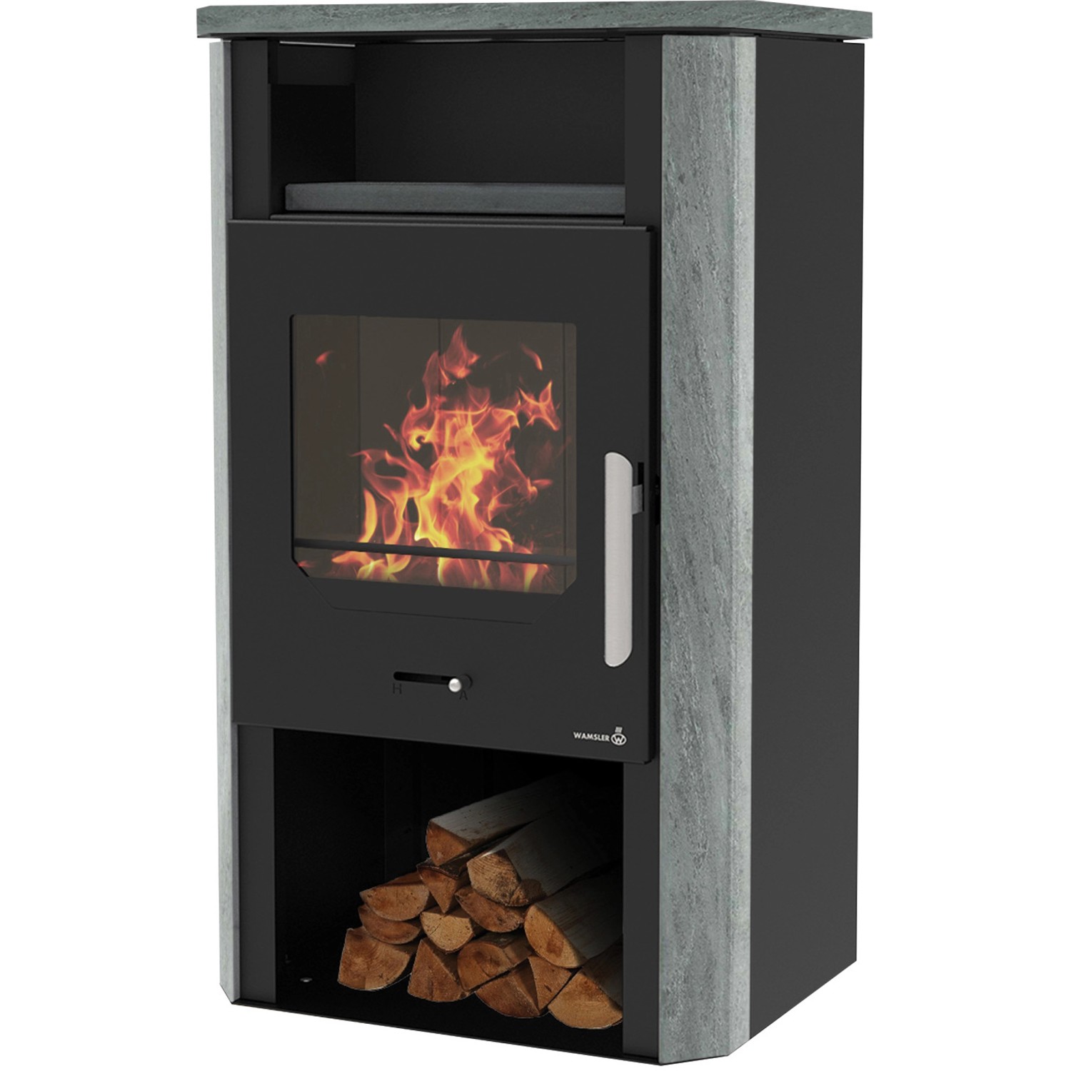 Wamsler Kaminofen Cube Stahl Naturstein 6 kW günstig online kaufen